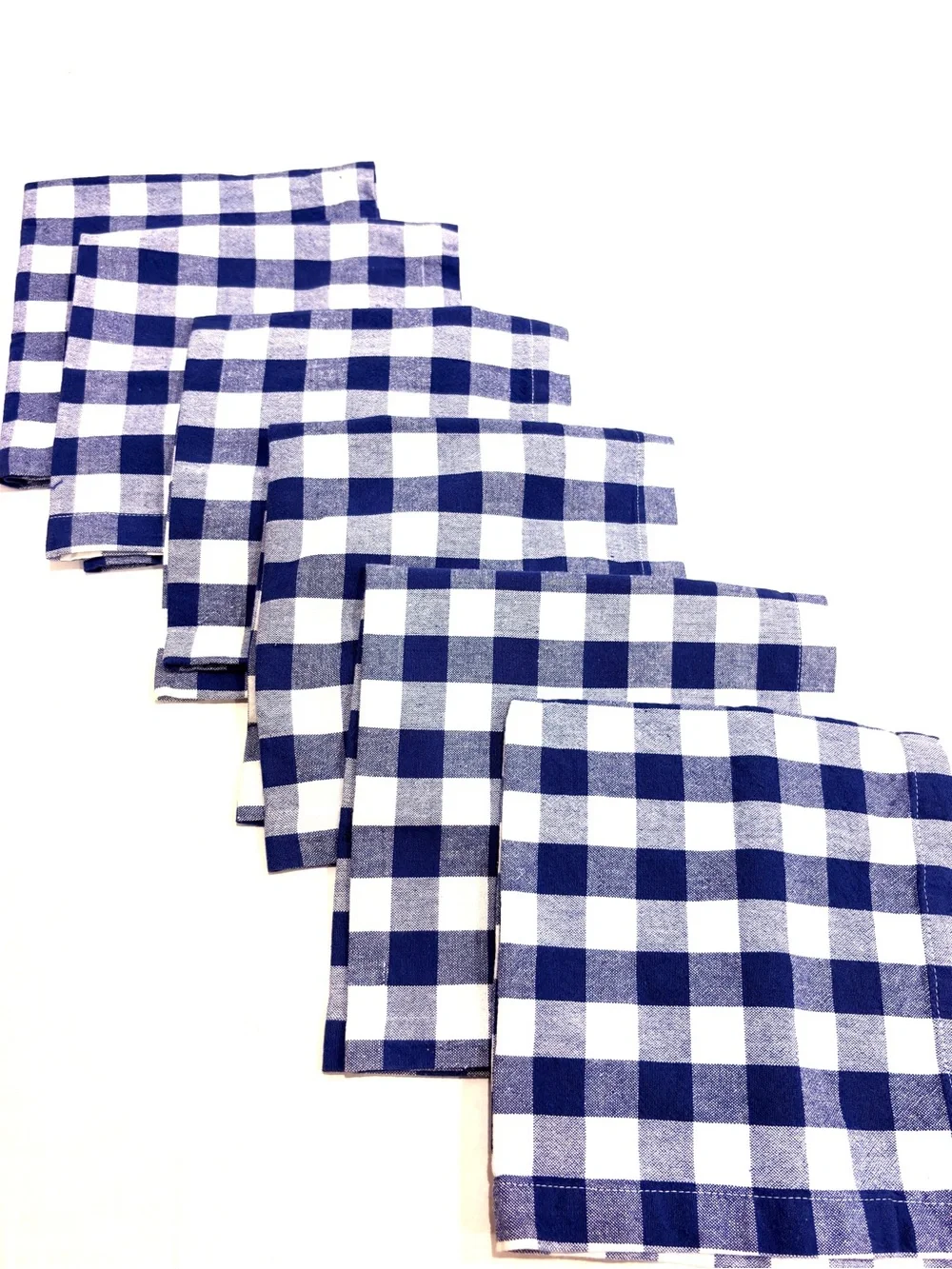 Cotton Craft Blue Plaid  Check Cotton Napkins  set of 6